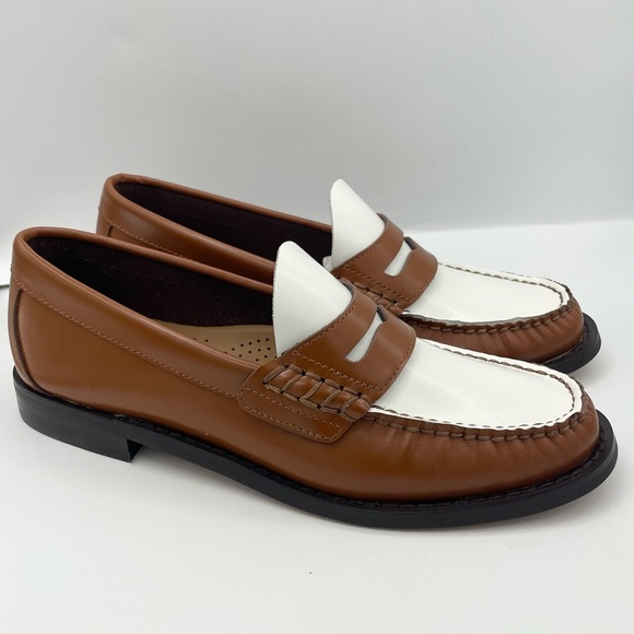 Aqua Kendl leather slip on comfy loafers women’s Size 6M brown/white - Picture 3 of 12